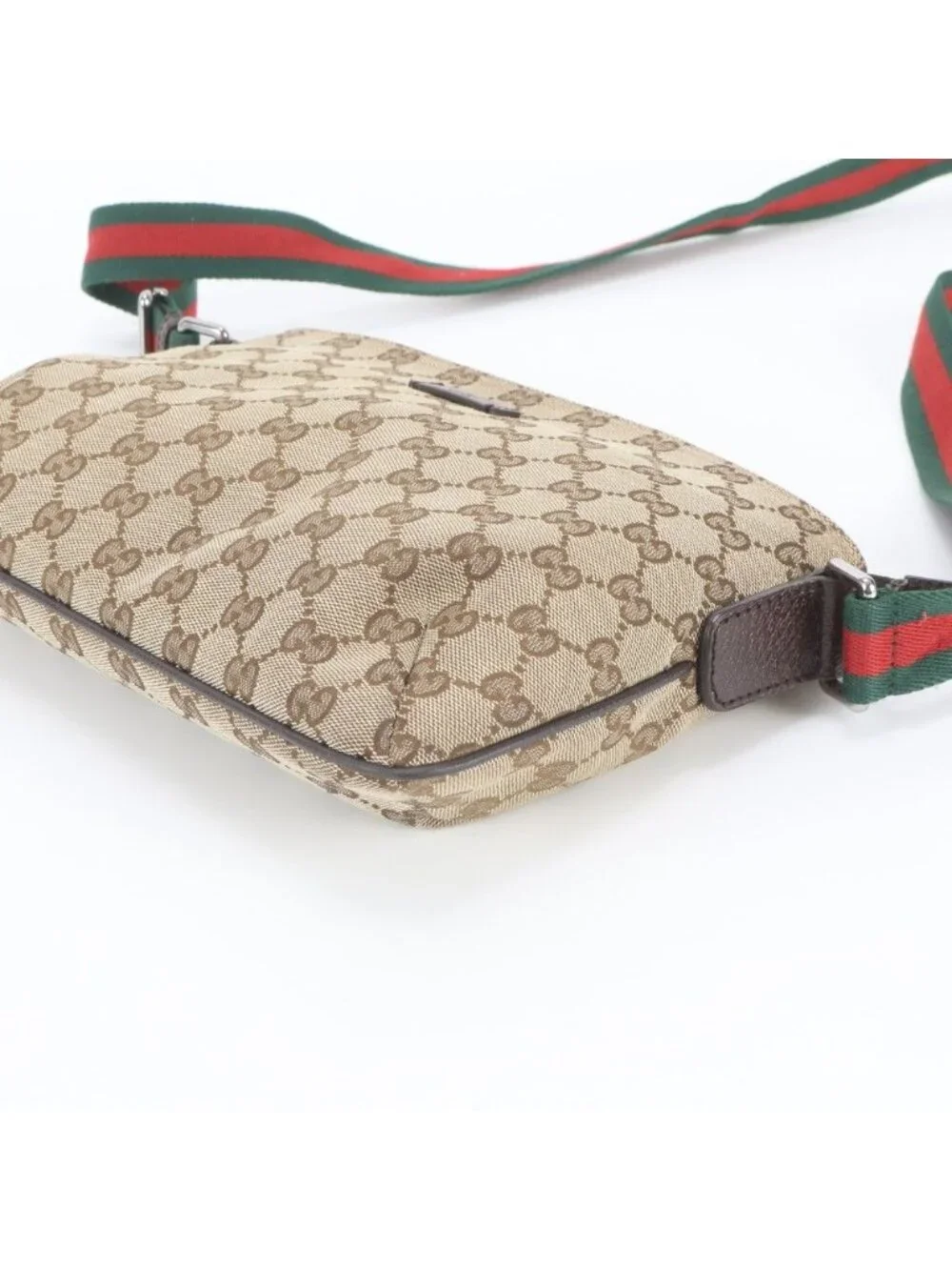 Gucci GG Canvas Sherry Line Leather Shoulder Bag Crossbody Messenger